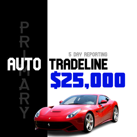 Auto Tradeline - $25,000 Credit Line (Primary)