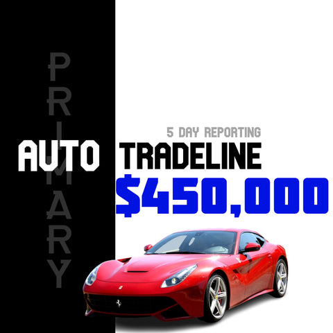 Auto Tradeline - $450,000 Credit Line (Primary)